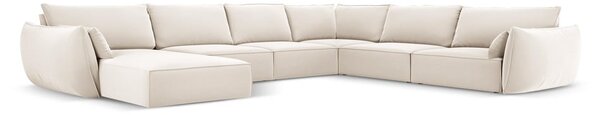 Beżowy aksamitny narożnik (prawostronny/w kształcie litery U) Vanda – Mazzini Sofas