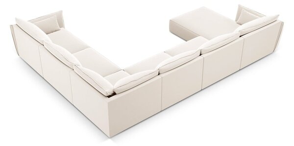Beżowy aksamitny narożnik (prawostronny/w kształcie litery U) Vanda – Mazzini Sofas