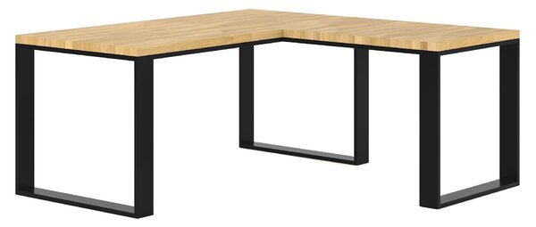 Dębowe loftowe biurko z dostawką 170 x 80 + 70 x 90 W8-F51