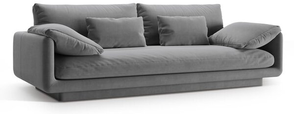 Jasnoszara aksamitna sofa 220 cm Torino – Micadoni