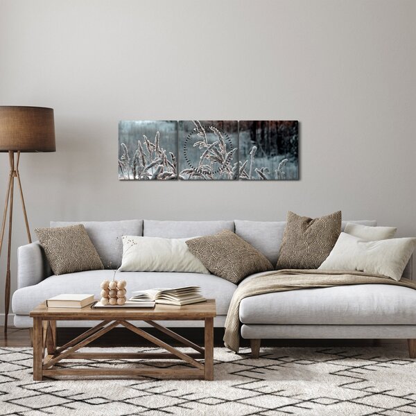 Obraz - Frozen Meadow (z zegarem) (90x30 cm)