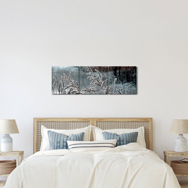 Obraz - Frozen Meadow (z zegarem) (90x30 cm)