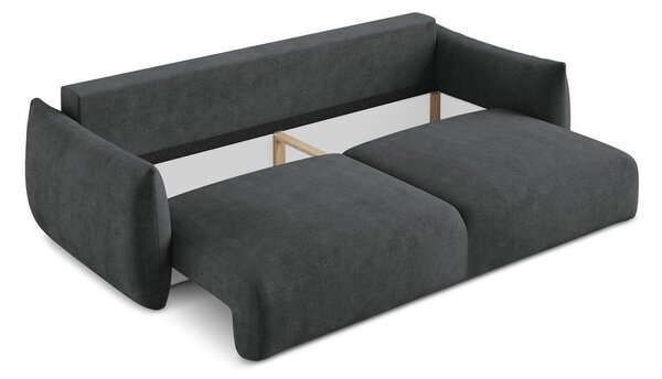 Ciemnoszara rozkładana sofa z tkaniny szenilowej 230 cm Leila – Makamii