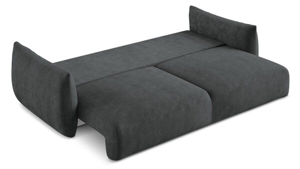 Ciemnoszara rozkładana sofa z tkaniny szenilowej 230 cm Leila – Makamii