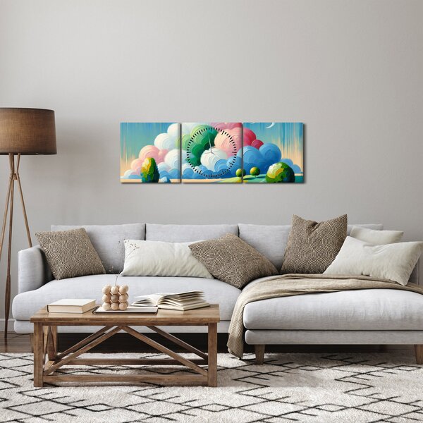 Obraz - Krajobraz z chmurą (z zegarem) (90x30 cm)