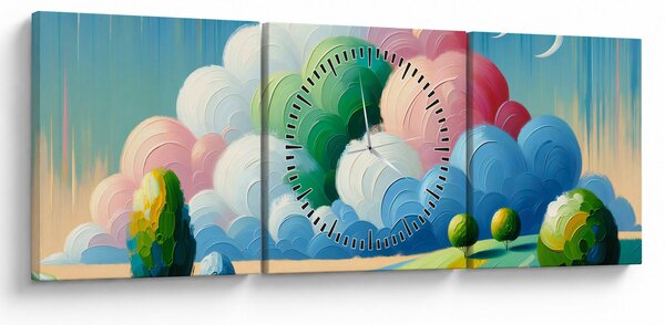 Obraz - Krajobraz z chmurą (z zegarem) (90x30 cm)
