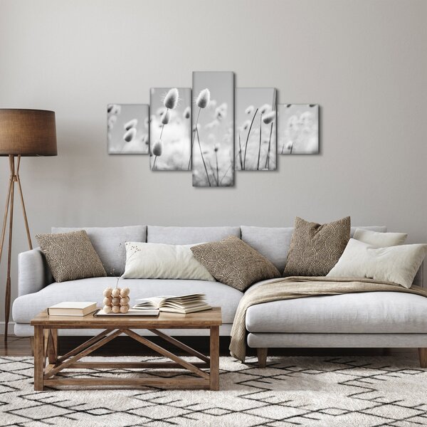 Obraz - Trawa z ogonkiem króliczka Boho (125x70 cm)