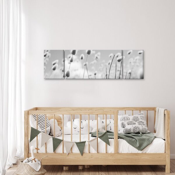 Obraz - Trawa z ogonkiem króliczka Boho (170x50 cm)