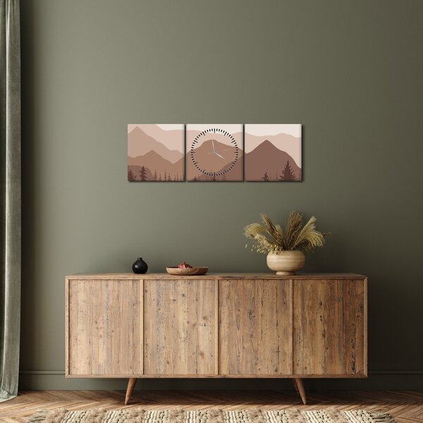 Obraz - Góry Brunatne N⁰1 (z zegarem) (90x30 cm)