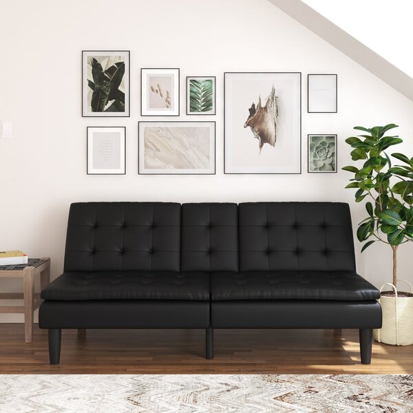 Czarna rozkładana sofa z imitacji skóry 191 cm Maine – Støraa