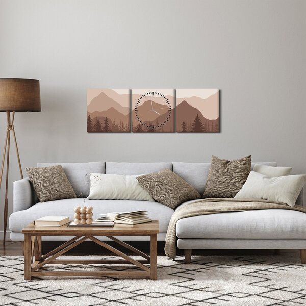 Obraz - Góry Brunatne N⁰1 (z zegarem) (90x30 cm)