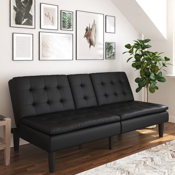 Czarna rozkładana sofa z imitacji skóry 191 cm Maine – Støraa