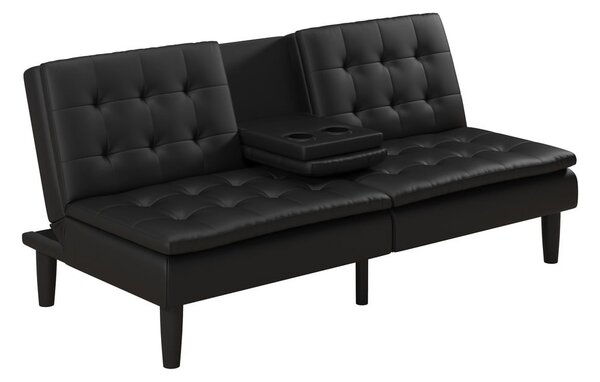 Czarna rozkładana sofa z imitacji skóry 191 cm Maine – Støraa