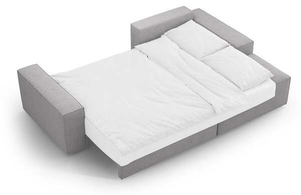 Jasnoszary rozkładany narożnik z materiału bouclé (prawostronny) Jodie – Micadoni Home