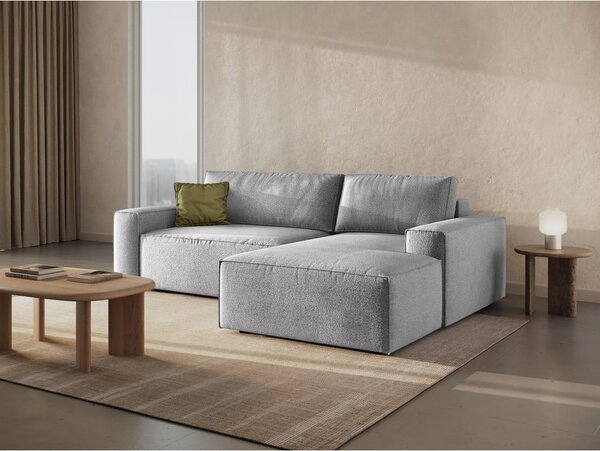 Jasnoszary rozkładany narożnik z materiału bouclé (prawostronny) Jodie – Micadoni Home