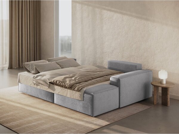 Jasnoszary rozkładany narożnik z materiału bouclé (prawostronny) Jodie – Micadoni Home