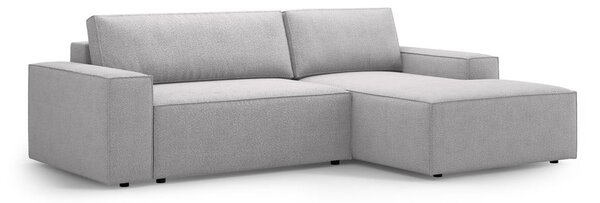 Jasnoszary rozkładany narożnik z materiału bouclé (prawostronny) Jodie – Micadoni Home