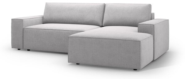Jasnoszary rozkładany narożnik z materiału bouclé (prawostronny) Jodie – Micadoni Home