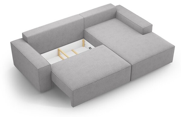 Jasnoszary rozkładany narożnik z materiału bouclé (prawostronny) Jodie – Micadoni Home