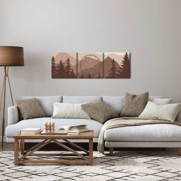 Obraz - Góry Brunatne N⁰2 (z zegarem) (90x30 cm)