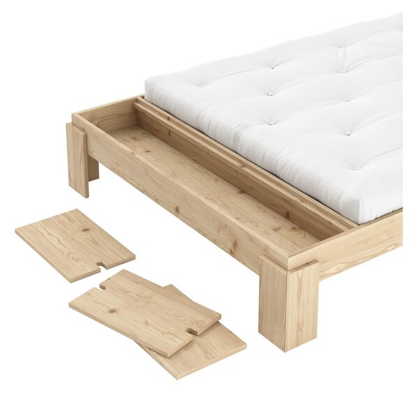Łóżko dwuosobowe z litego drewna sosnowego ze stelażem 140x200 cm w naturalnym kolorze Layers – Karup Design