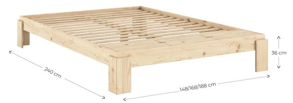 Łóżko dwuosobowe z litego drewna sosnowego ze stelażem 140x200 cm w naturalnym kolorze Layers – Karup Design