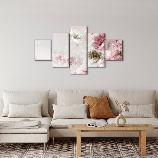 Obraz - Malowanie różowych kwiatów (125x70 cm)