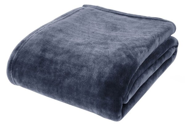 Ciemnoniebieski koc z mikropluszu 130x170 cm Raschel Velvet – Catherine Lansfield