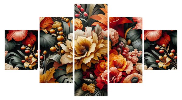 Obraz - Pomarańczowo-czerwone kwiaty (125x70 cm)