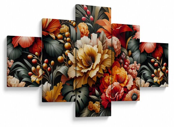 Obraz - Pomarańczowo-czerwone kwiaty (125x70 cm)