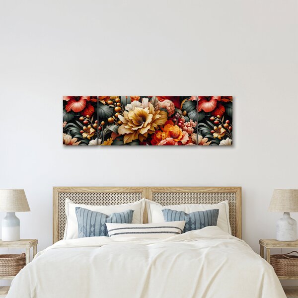 Obraz - Pomarańczowo-czerwone kwiaty (170x50 cm)