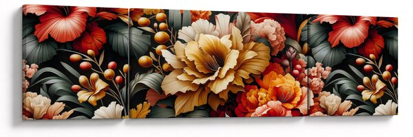 Obraz - Pomarańczowo-czerwone kwiaty (170x50 cm)