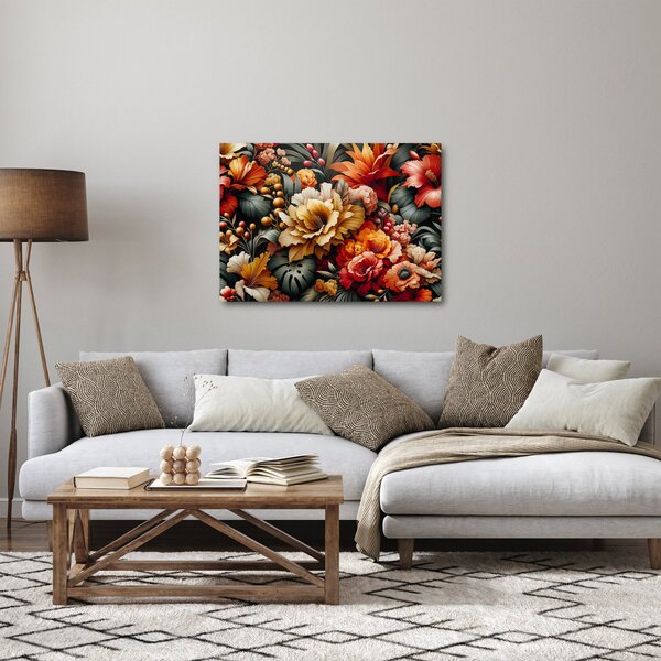 Obraz - Pomarańczowo-czerwone kwiaty (70x50 cm)