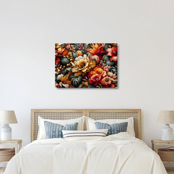 Obraz - Pomarańczowo-czerwone kwiaty (70x50 cm)