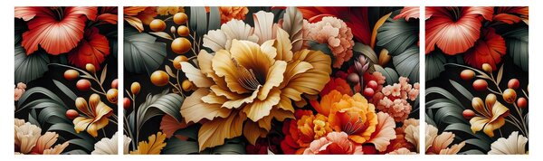 Obraz - Pomarańczowo-czerwone kwiaty (170x50 cm)