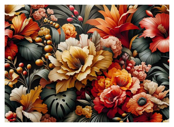 Obraz - Pomarańczowo-czerwone kwiaty (70x50 cm)