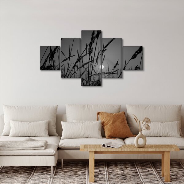Obraz - Łąka z zachodem słońca (125x70 cm)