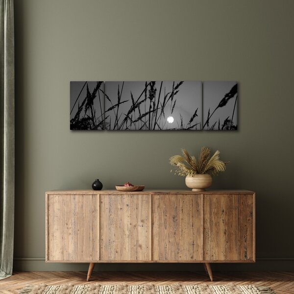 Obraz - Łąka z zachodem słońca (170x50 cm)