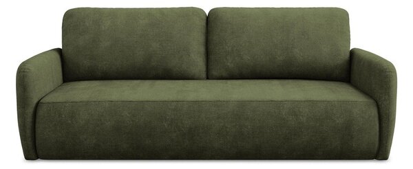 Zielona rozkładana sofa z tkaniny szenilowej ze schowkiem 218 cm Lilo – Makamii