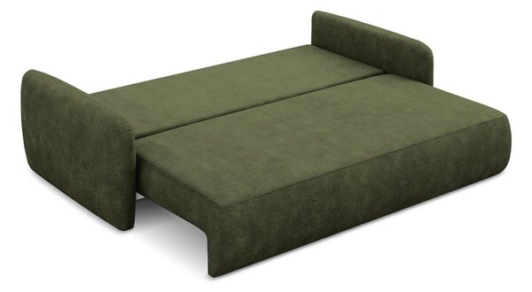 Zielona rozkładana sofa z tkaniny szenilowej ze schowkiem 218 cm Lilo – Makamii