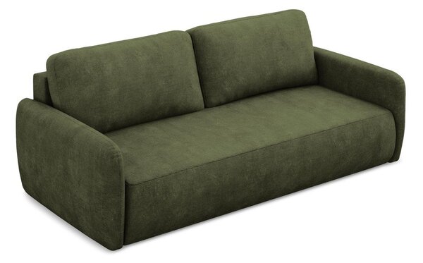 Zielona rozkładana sofa z tkaniny szenilowej ze schowkiem 218 cm Lilo – Makamii