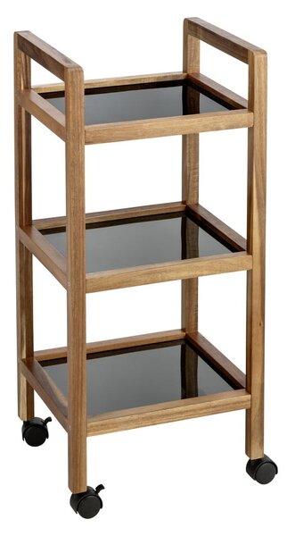 Czarno-naturalny regał łazienkowy z litego drewna akacjowego 35x76,5 cm Fondi – Wenko