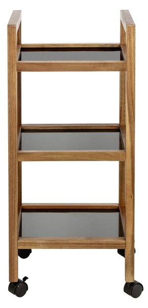 Czarno-naturalny regał łazienkowy z litego drewna akacjowego 35x76,5 cm Fondi – Wenko