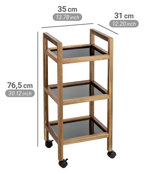 Czarno-naturalny regał łazienkowy z litego drewna akacjowego 35x76,5 cm Fondi – Wenko