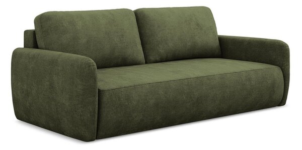 Zielona rozkładana sofa z tkaniny szenilowej ze schowkiem 218 cm Lilo – Makamii