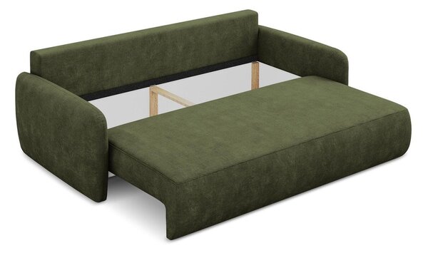 Zielona rozkładana sofa z tkaniny szenilowej ze schowkiem 218 cm Lilo – Makamii