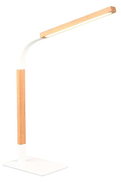 Biała lampa stołowa LED ze ściemniaczem i drewnianym kloszem (wys. 73,5 cm) Norris – Trio