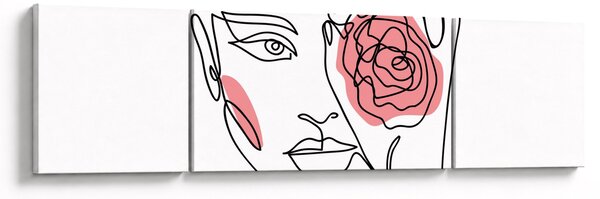 Obraz - Line art twarz z różą (170x50 cm)