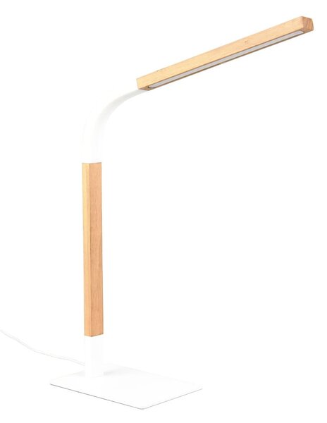 Biała lampa stołowa LED ze ściemniaczem i drewnianym kloszem (wys. 73,5 cm) Norris – Trio