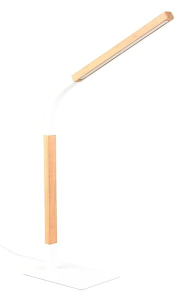 Biała lampa stołowa LED ze ściemniaczem i drewnianym kloszem (wys. 73,5 cm) Norris – Trio